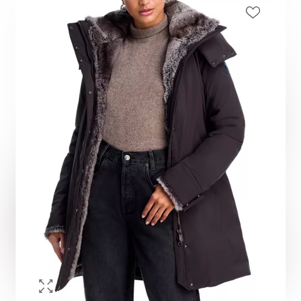 SAVE THE DUCK Black Puffer Coat with Gray Faux Fur